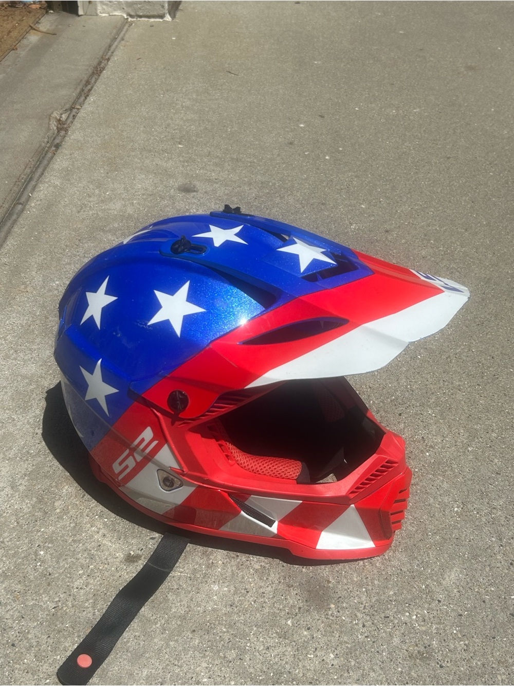LS2 Gate Helmet Youth Large Red White Blue Flag American Moto Offroad